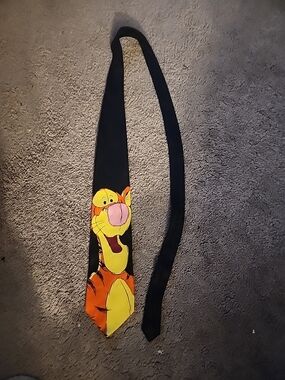 Adult Black Tie with Orange Cartoon Tigger From Winnie The Pooh Design